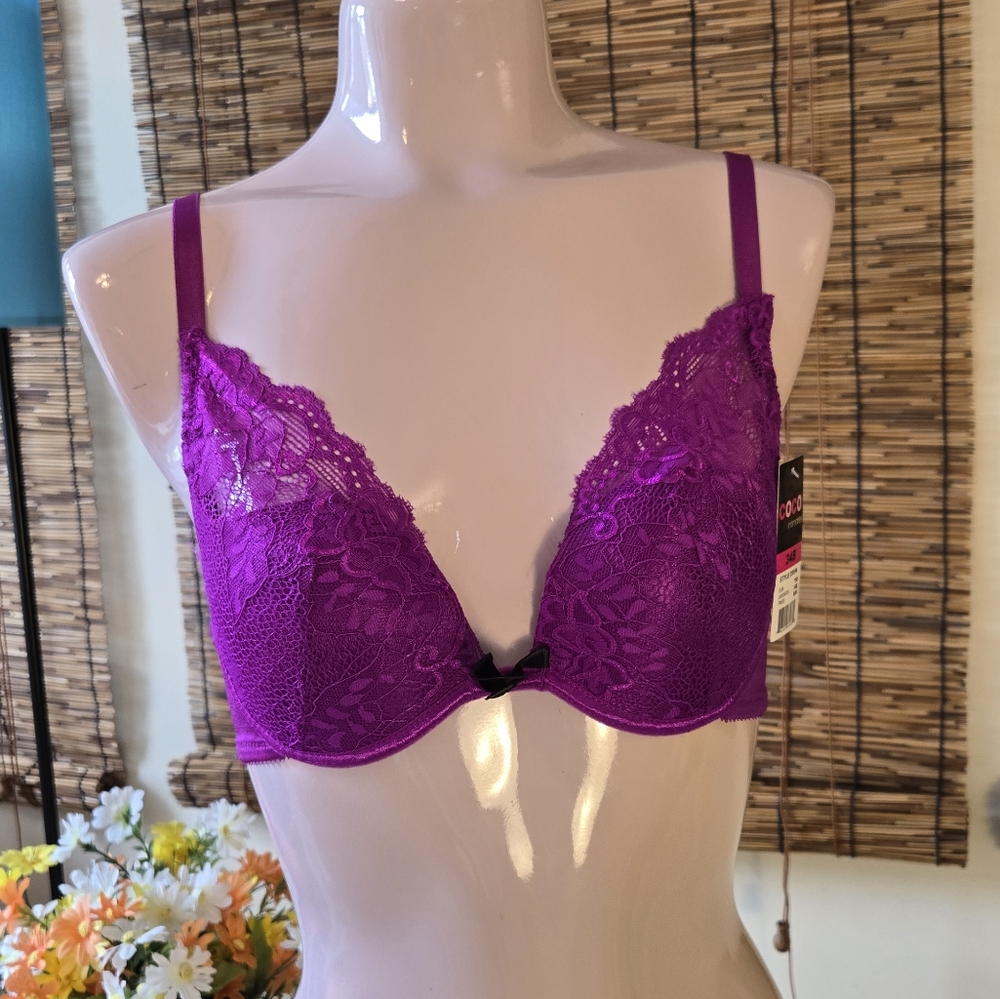 NWT CoCo Purple Lace Push Up Bra